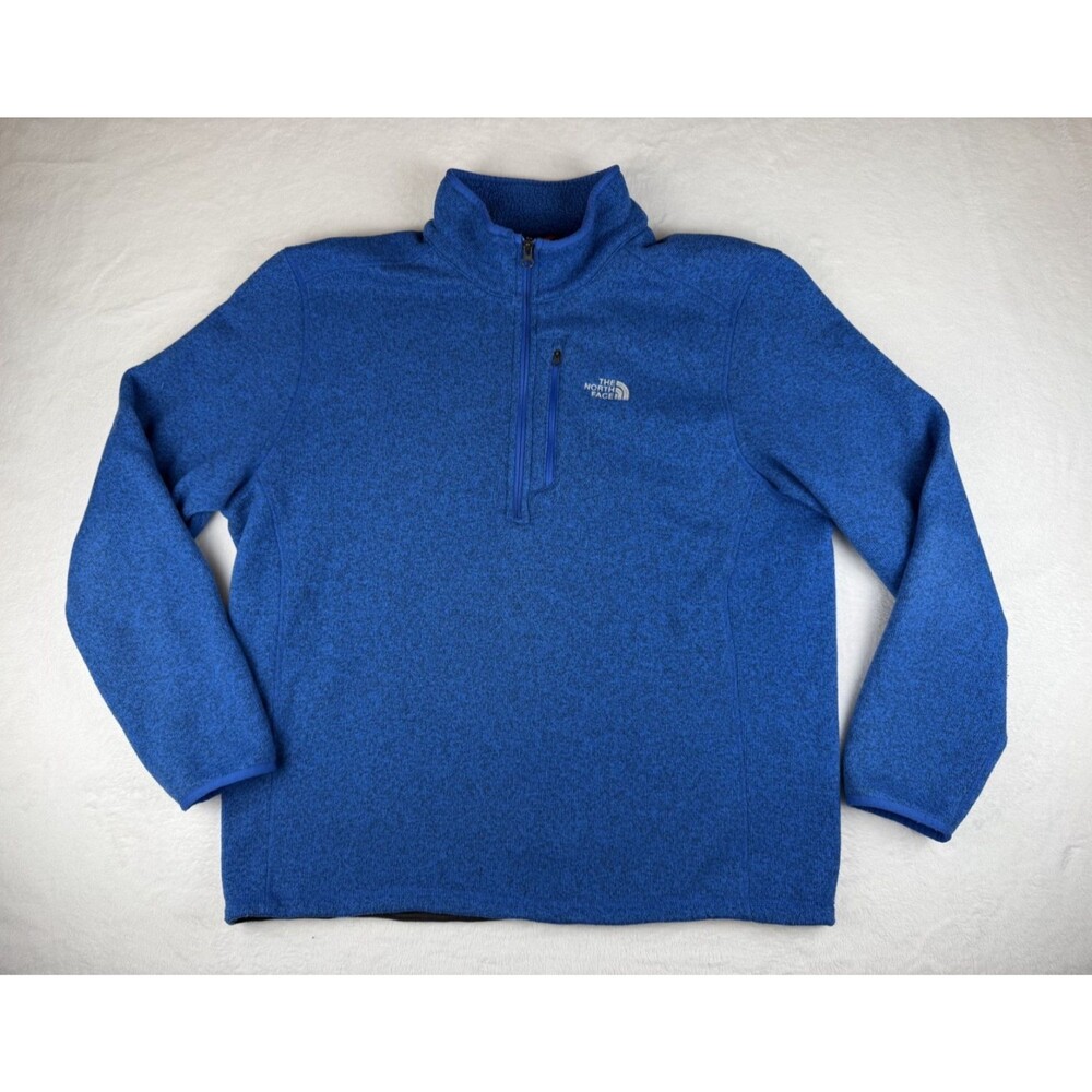 The North Face Fleece Pullover Mens XL Blue 1/4 Zip Sweater Chest Pocket F13